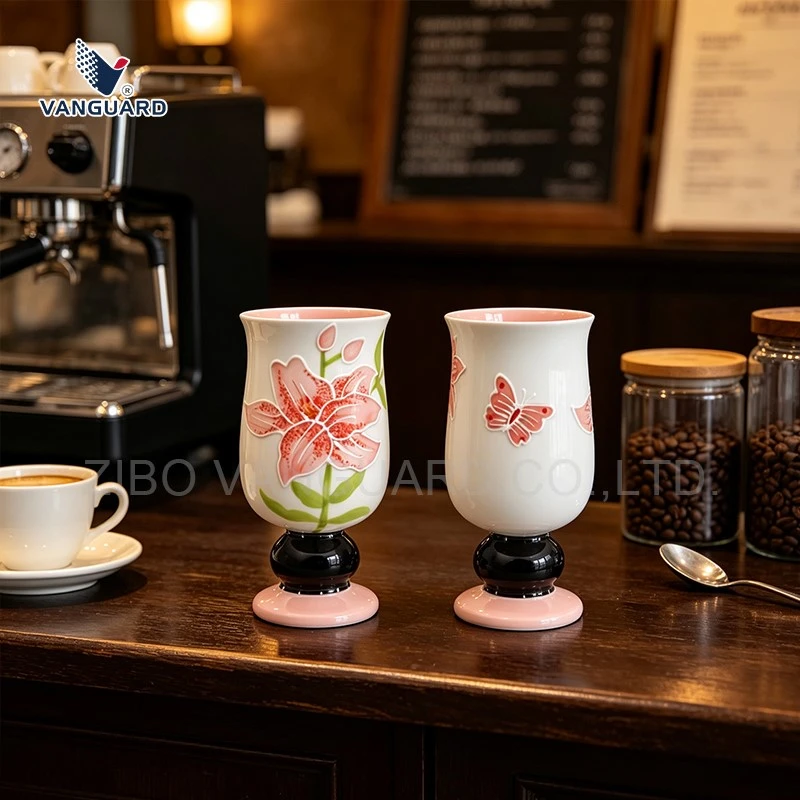 embossed floral ceramic mug embossed floral ceramic mug